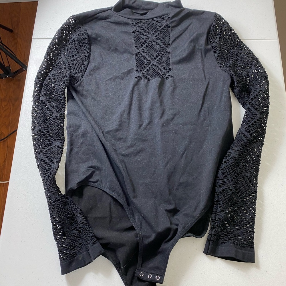 Free People Bodysuit M/L Diamond Lace Design